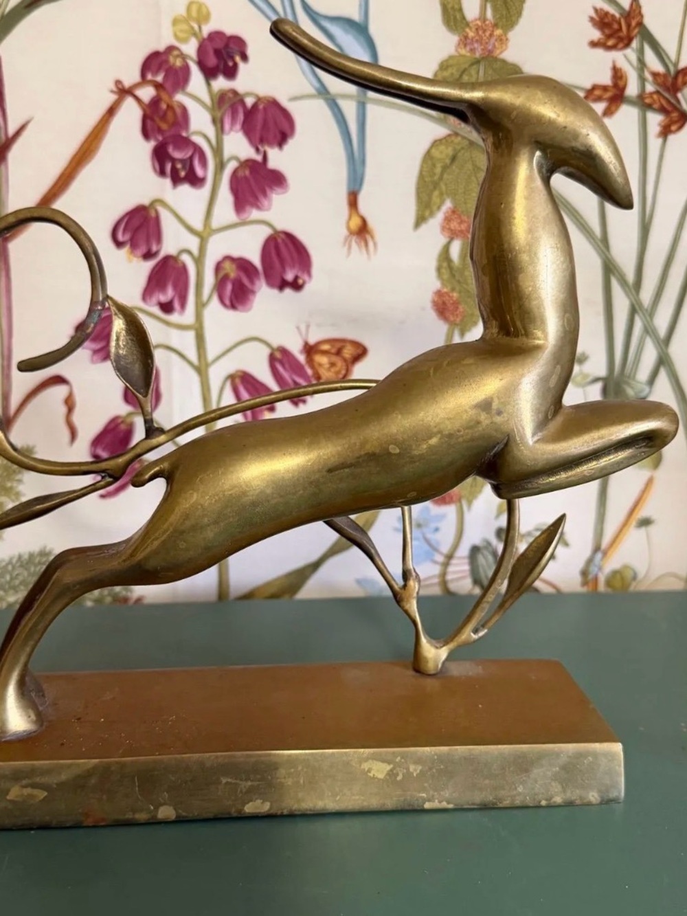 Brass Leaping Gazelle Sculpture - Solid Brass Accent Home Art
